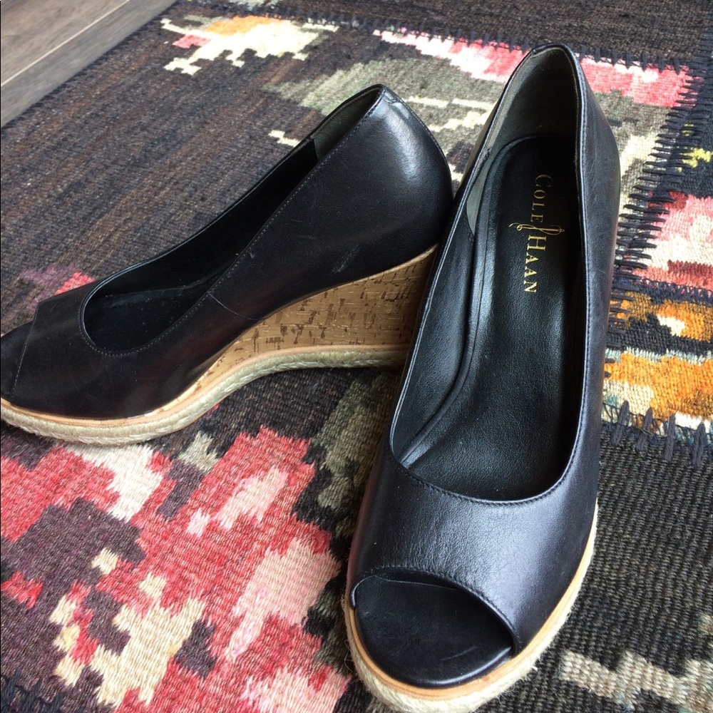 Cole Haan wedge peep toe shoes